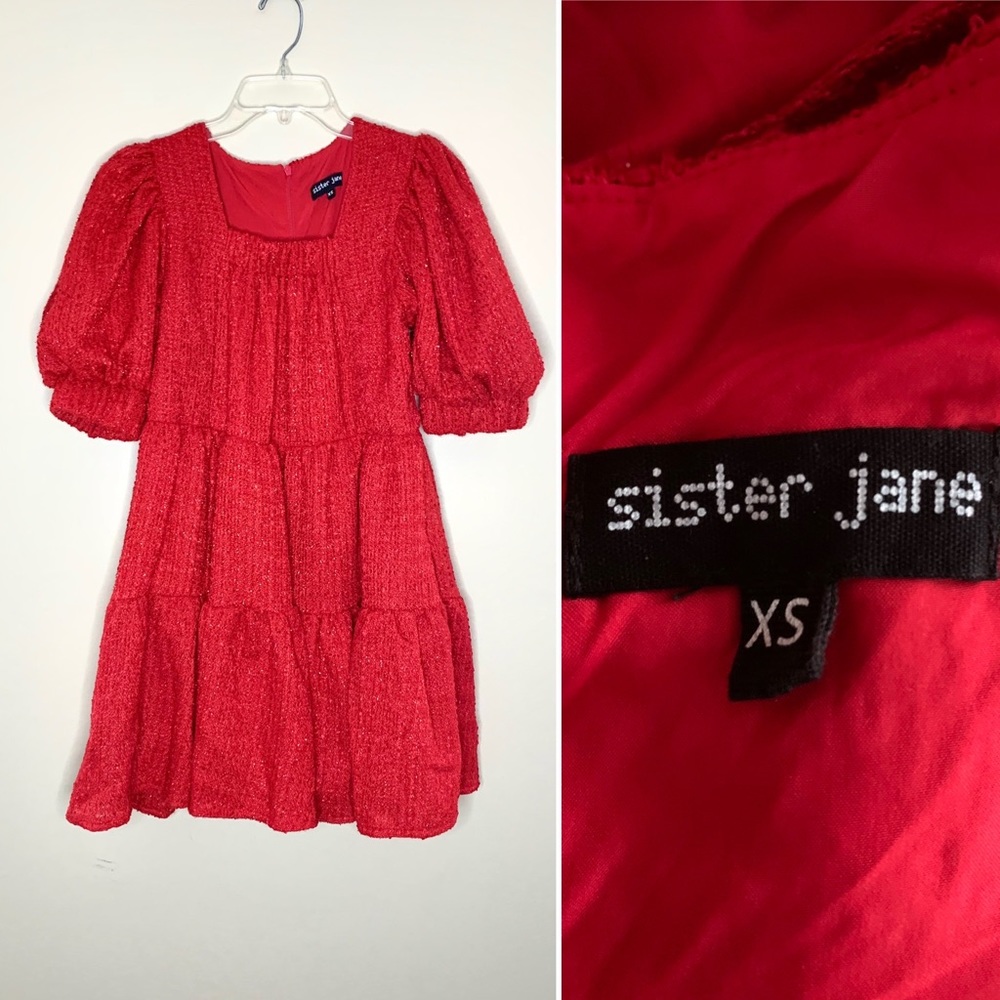 Sister Jane red tweed mini dress. Size XS